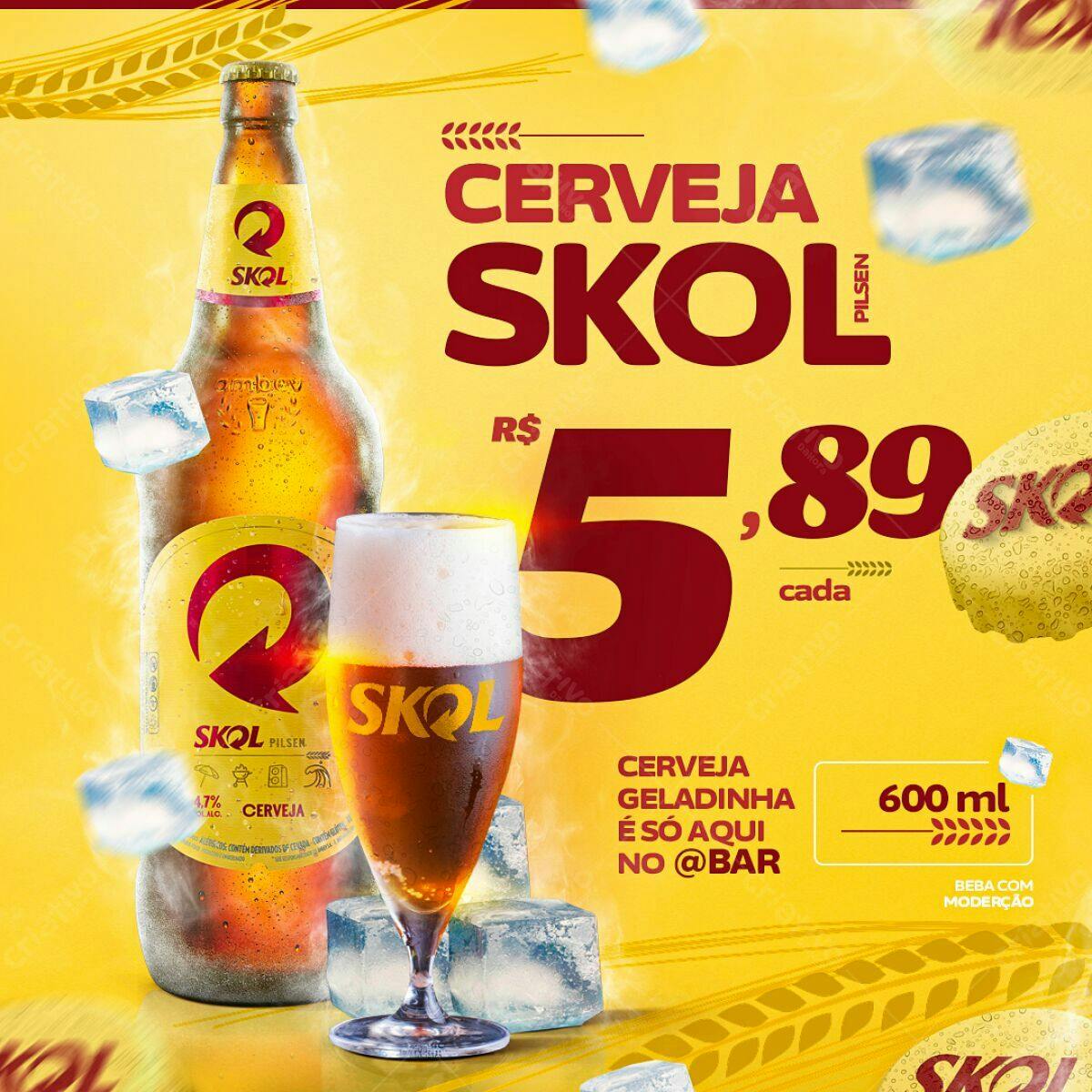 Flyer Cerveja Skol Promoção R$5,89 PSD Editável