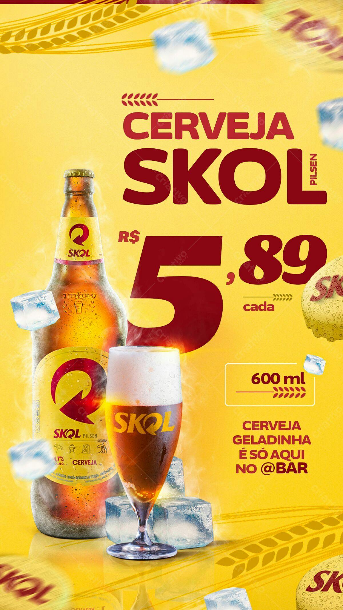 Flyer Cerveja Skol Promoção R$5,89 PSD Editável