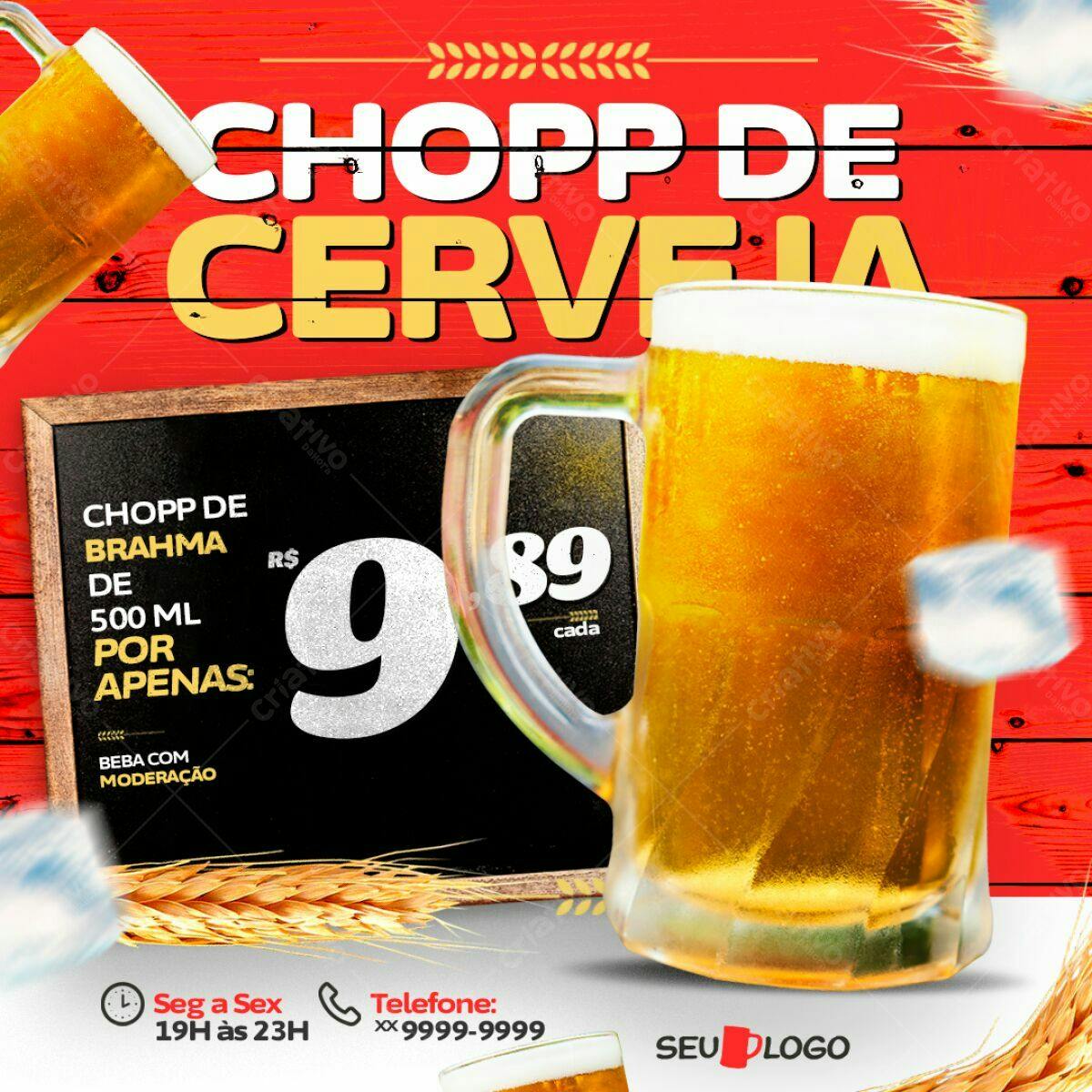 Flyer Chopp Brahma Promoção PSD Editável