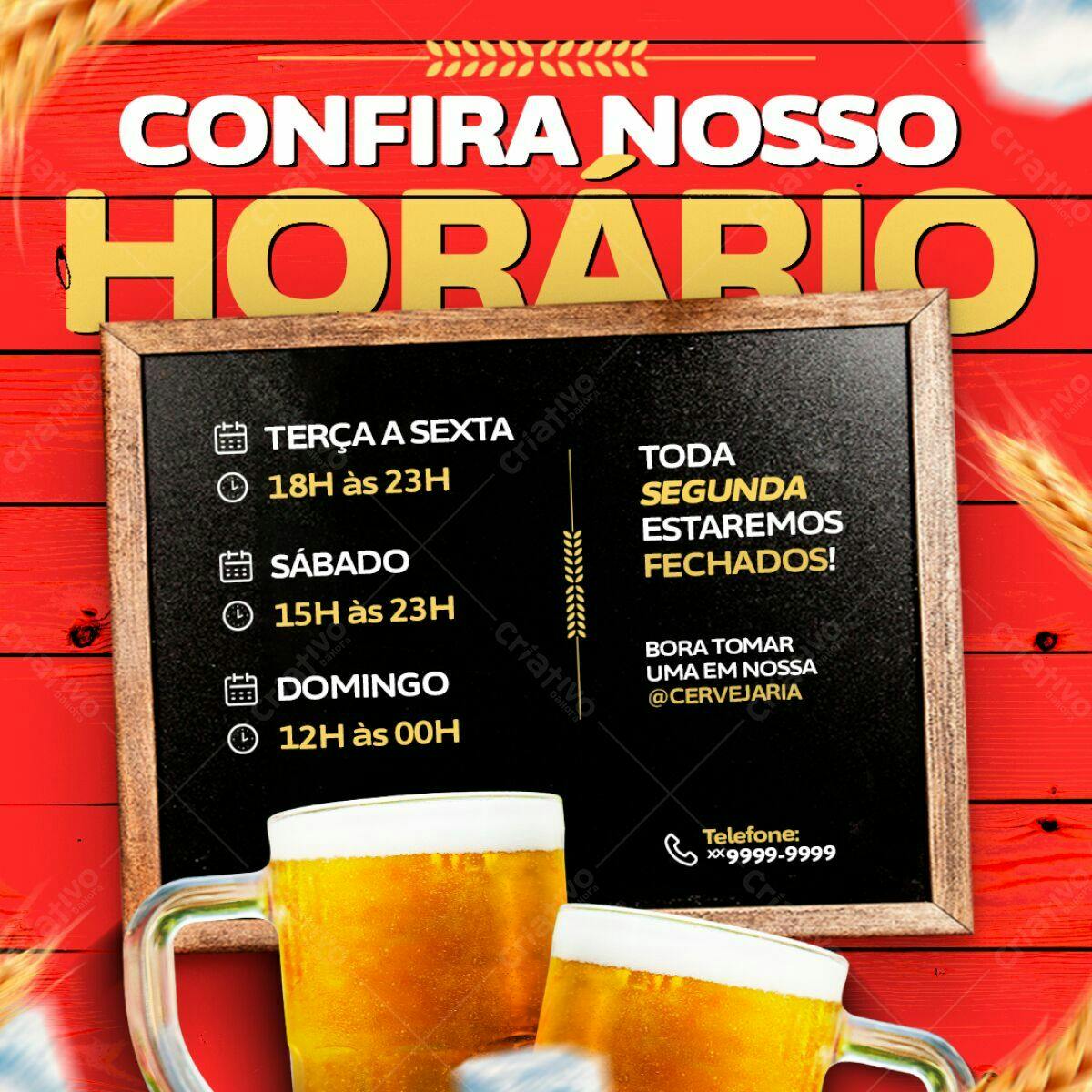 Flyer Horário Cervejaria PSD Editável