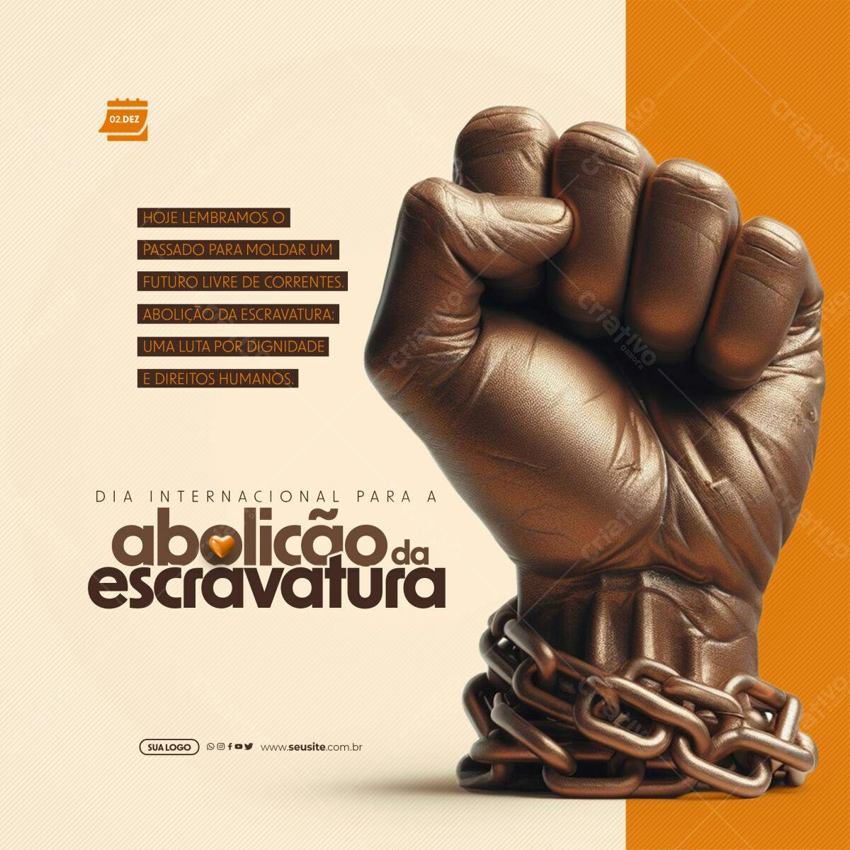 Flyer Dia Internacional da Abolição da Escravatura PSD Editável