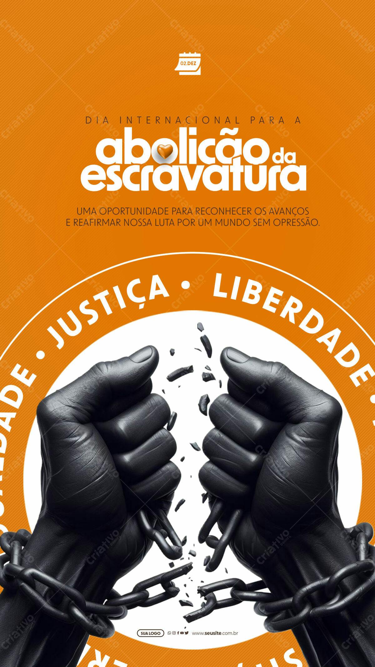 Flyer Dia Internacional da Abolição da Escravatura PSD Editável