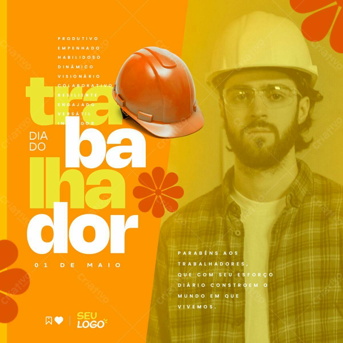 Flyer Dia do Trabalhador PSD Editável
