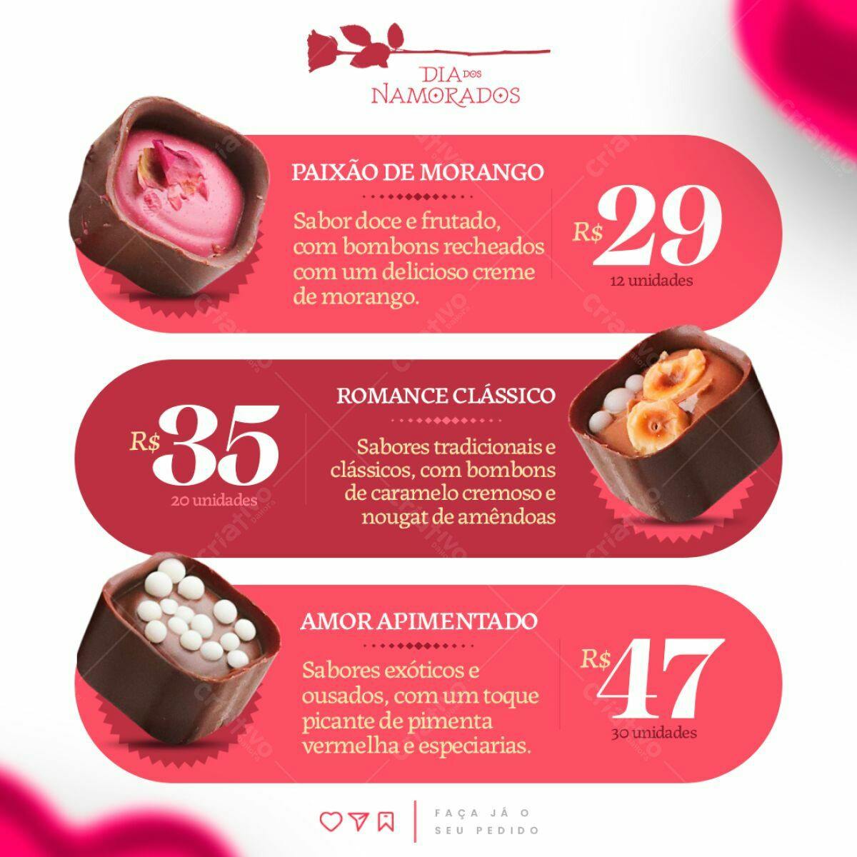 Flyer Dia dos Namorados Bombons PSD Editável