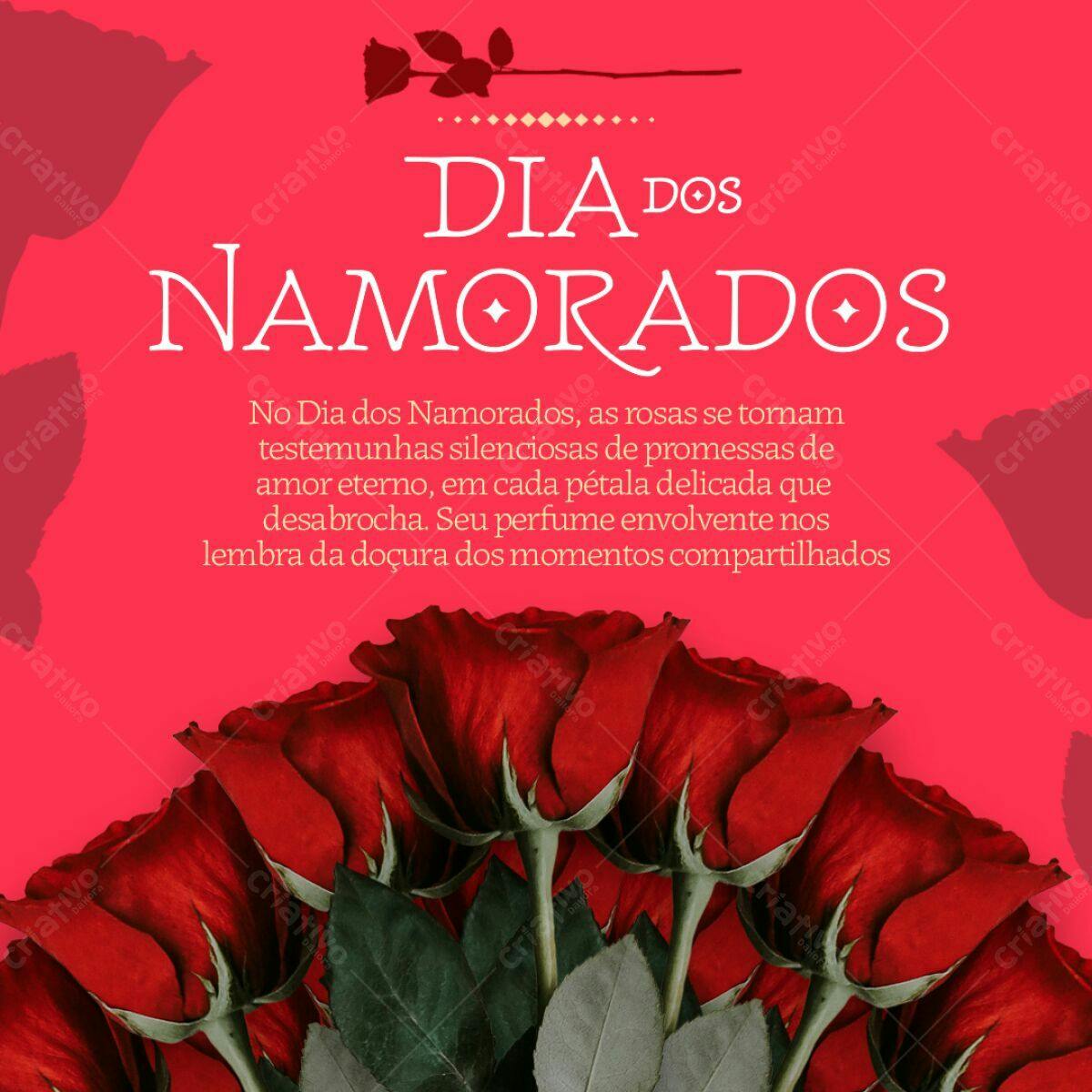 Flyer Dia dos Namorados com Rosas Vermelhas PSD Editável