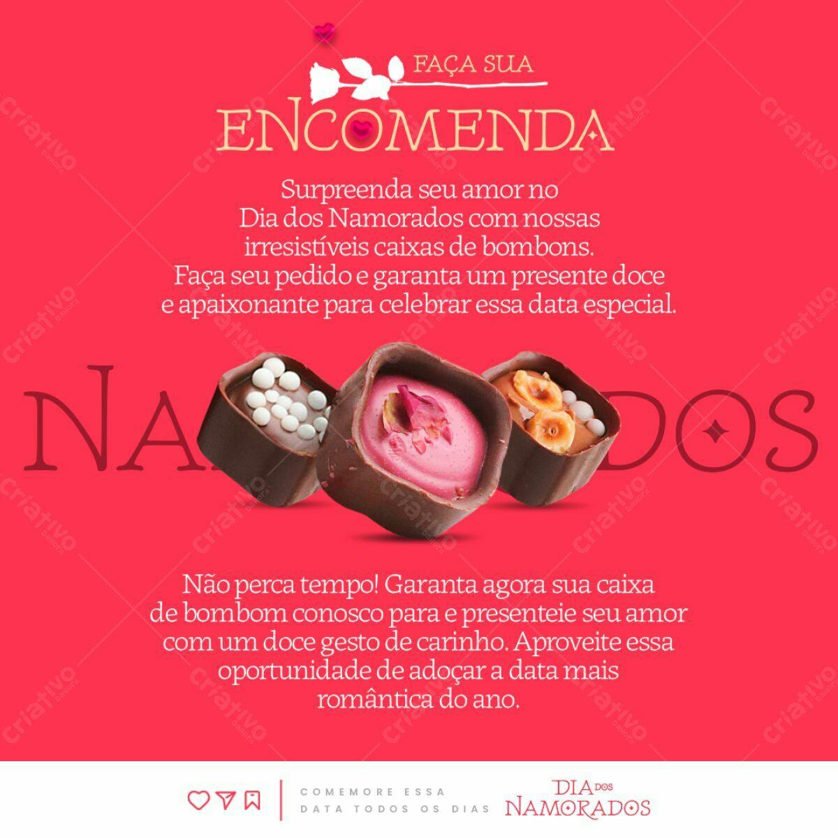 Flyer Dia dos Namorados com Caixas de Bombons PSD Editável