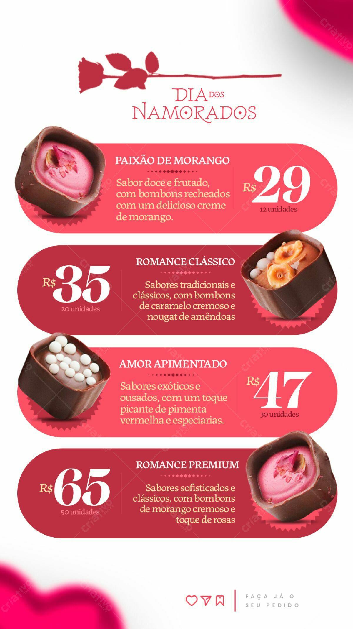 Flyer Dia dos Namorados para Chocolates PSD Editável