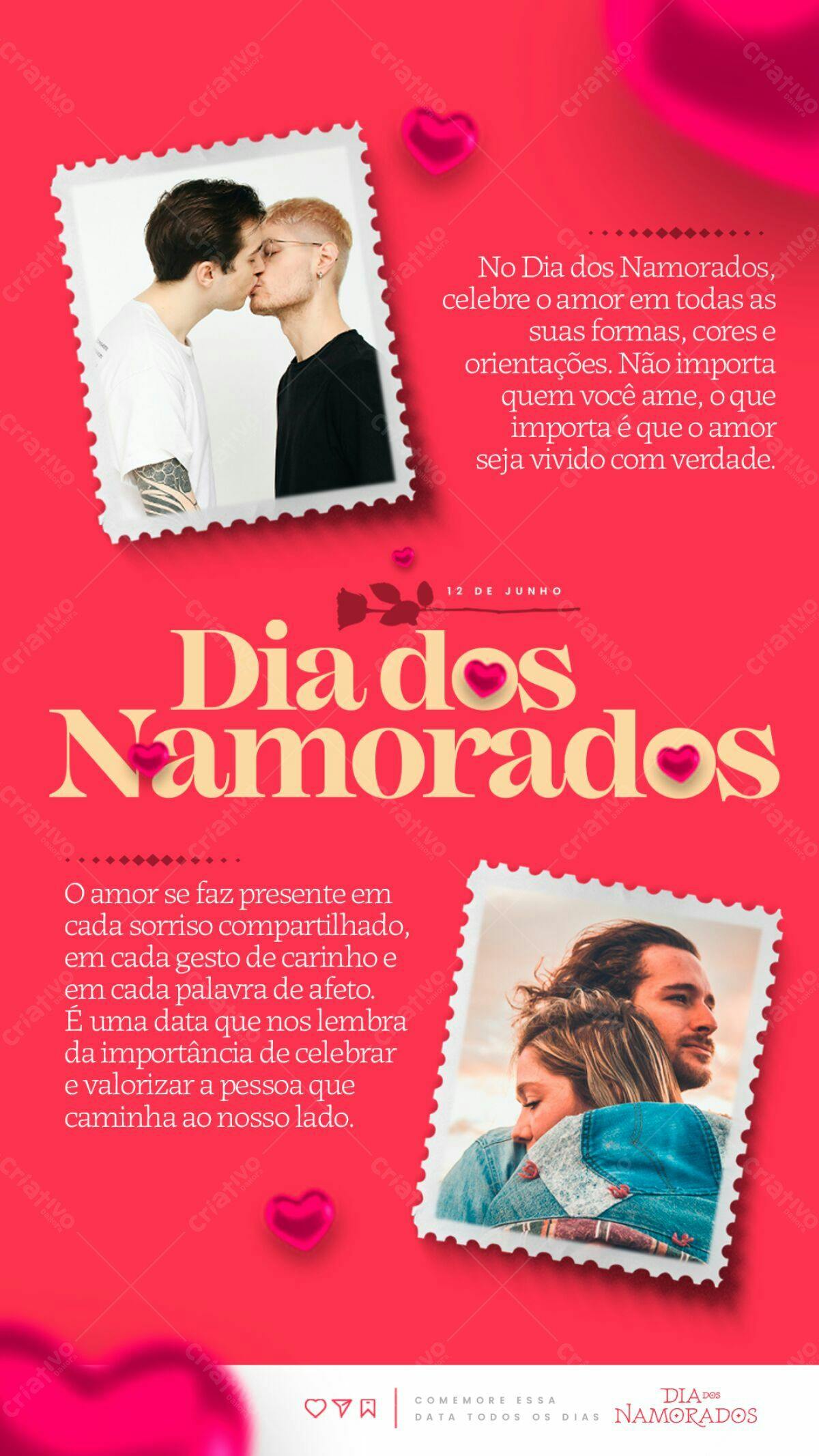 Flyer Dia dos Namorados com Fotos de Casais PSD Editável