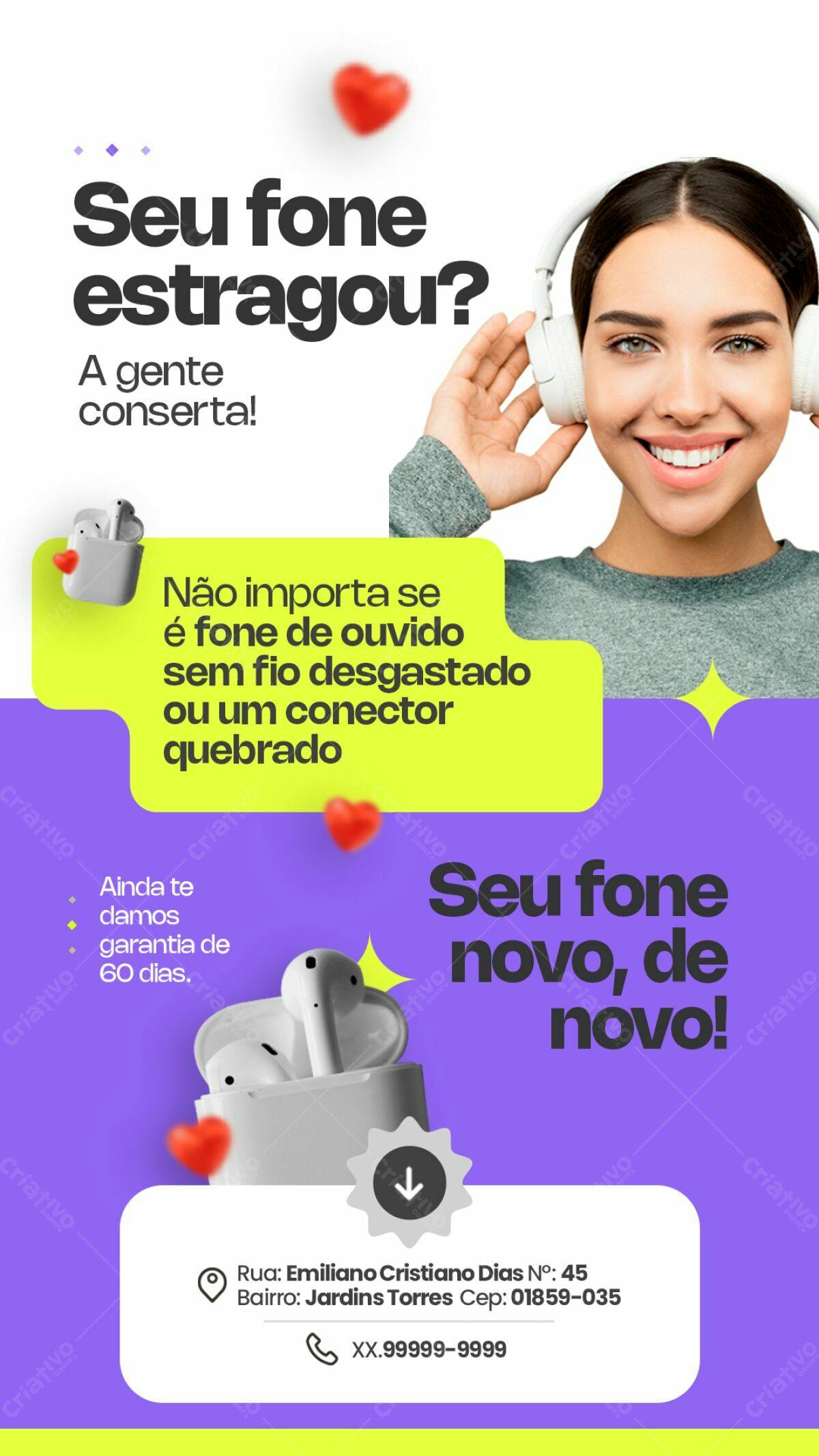 Flyer Conserto de Fones PSD Editável