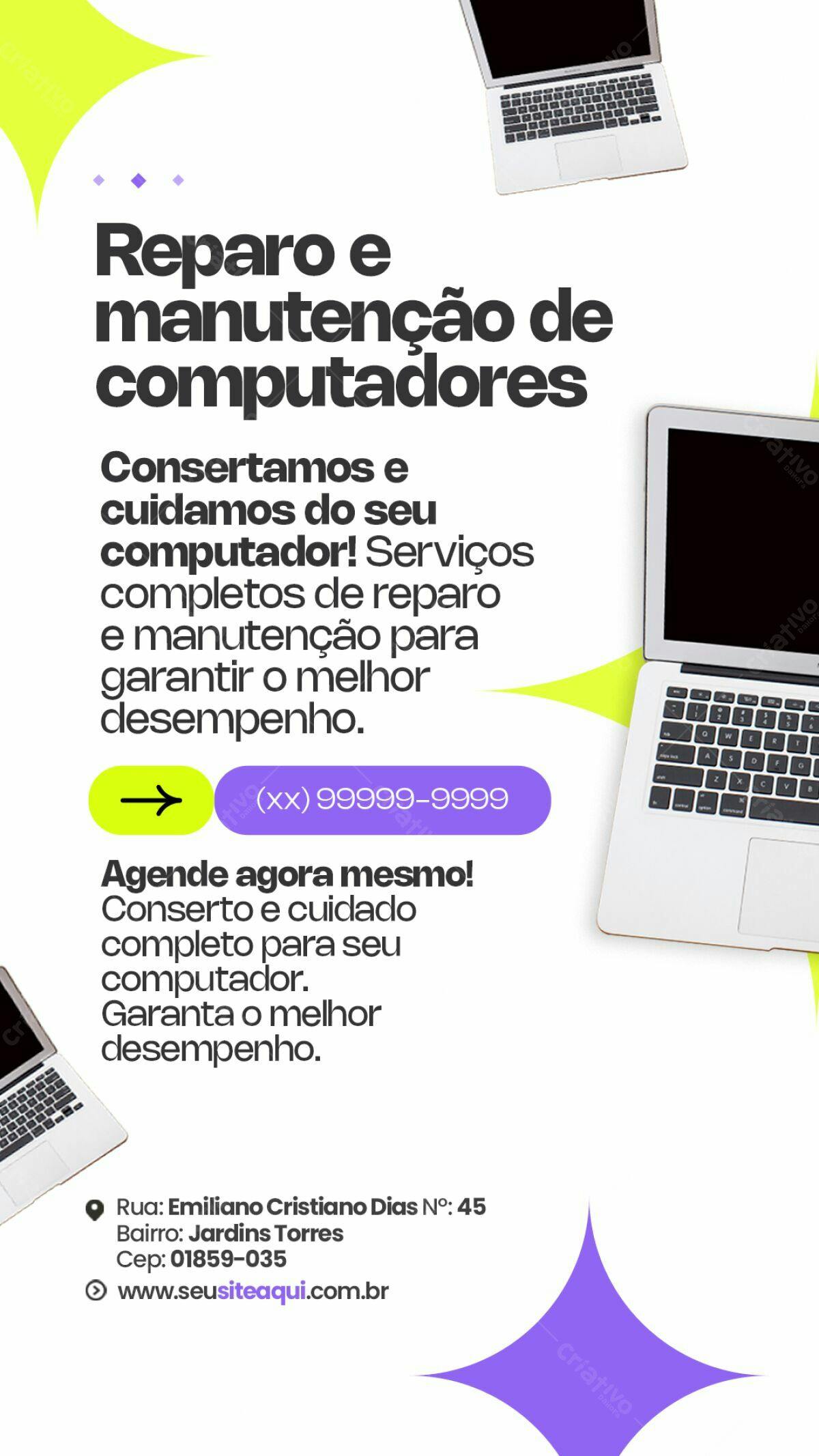 Flyer Reparo Computadores PSD Editável