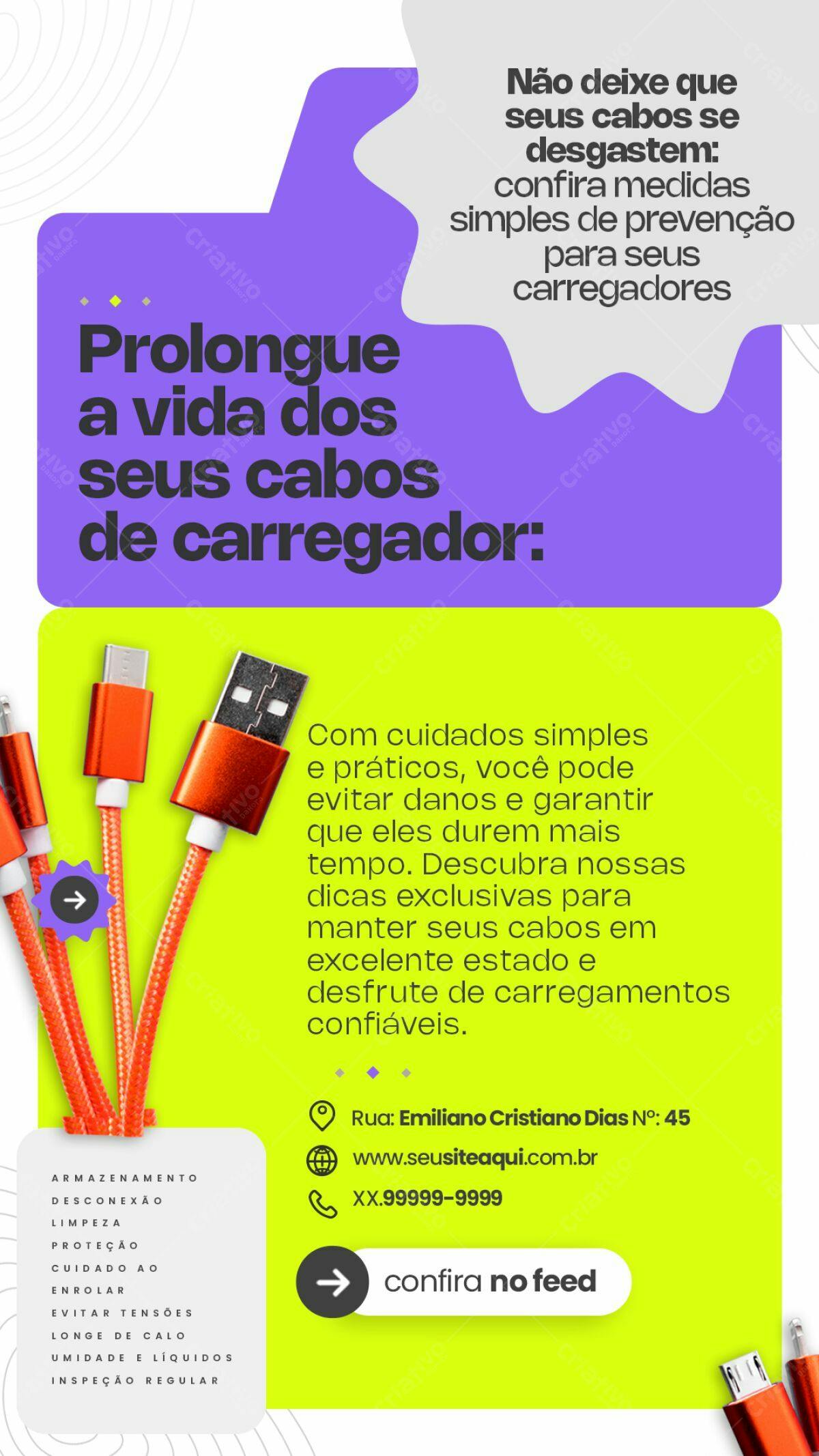 Flyer para Manutenção de Cabos de Carregador PSD Editável