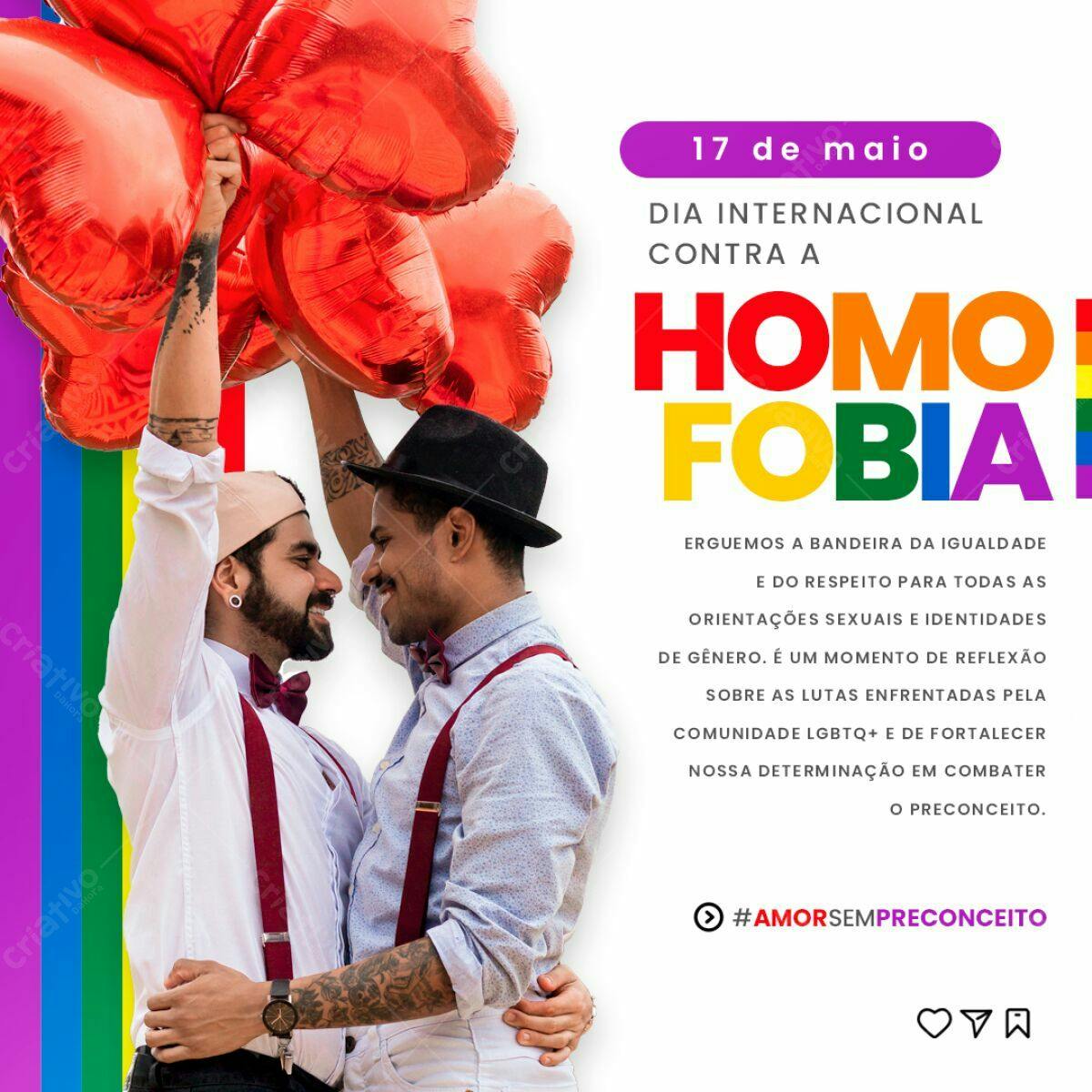 Flyer Dia Internacional Contra a Homofobia PSD Editável