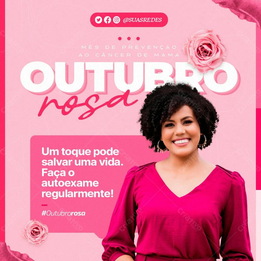 Mês De Prevenção Ao Câncer De Mama   Outubro Rosa   Um Toque Pode Salvar Sua Vida