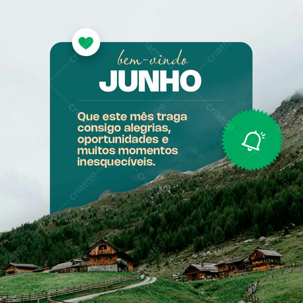 Post para Boas Vindas Junho PSD Editável