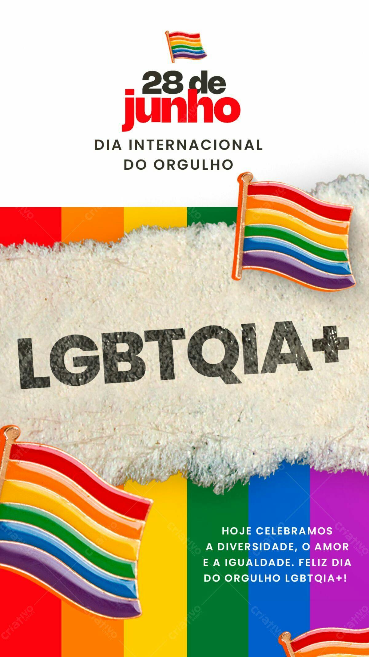Flyer Dia Internacional do Orgulho LGBTQIA+ PSD Editável