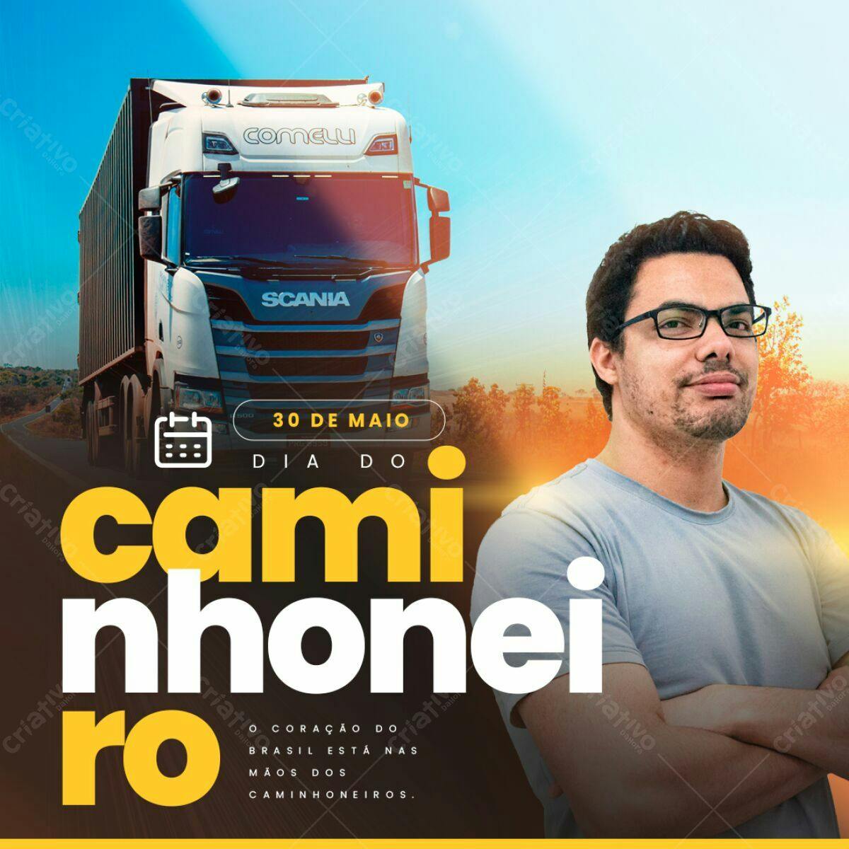 Flyer Dia do Caminhoneiro PSD Editável