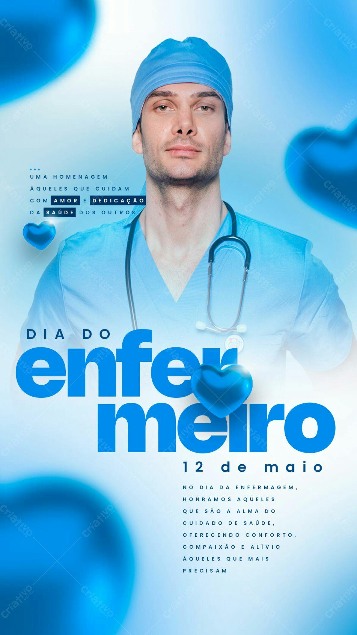 Flyer Dia do Enfermeiro PSD Editável