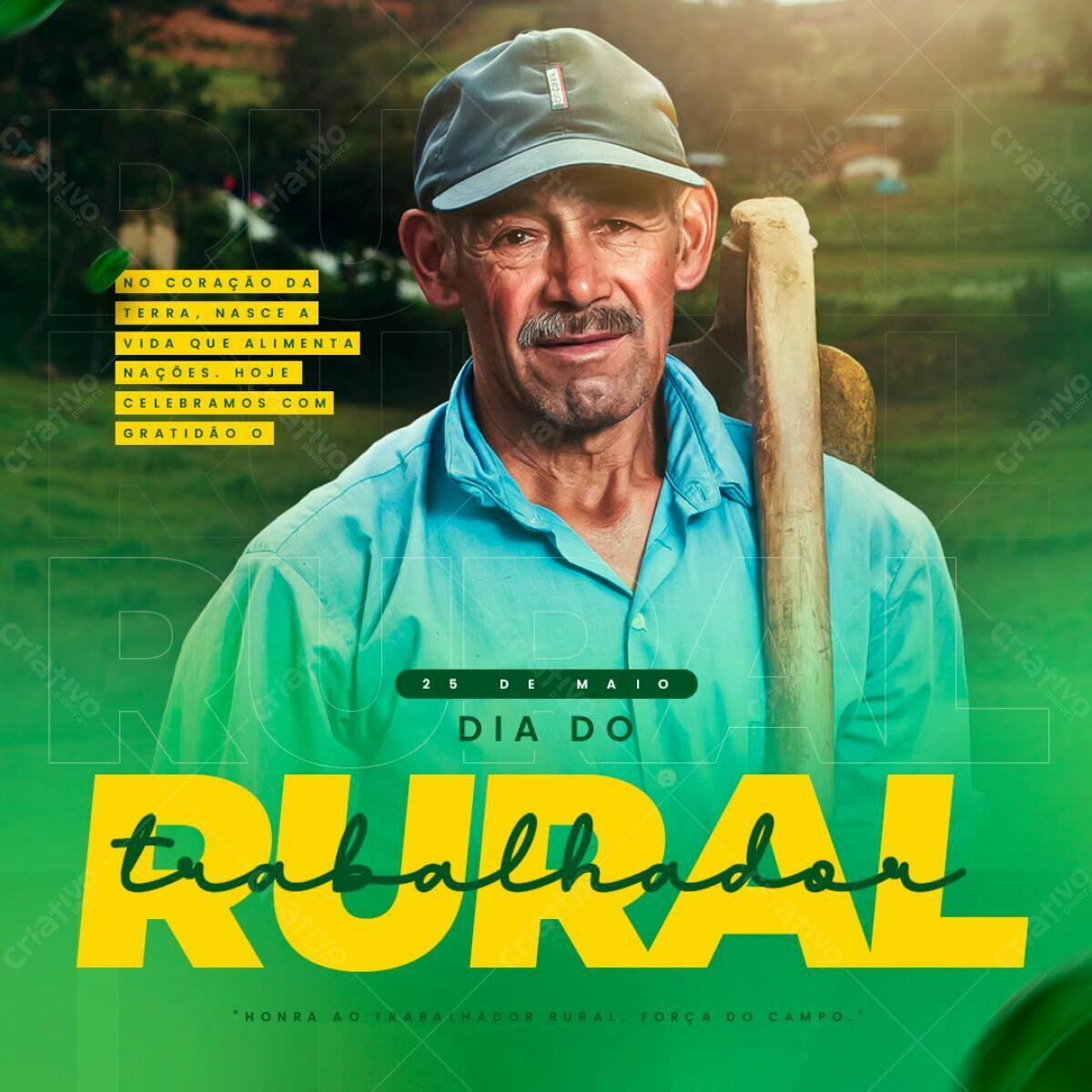 Flyer Dia do Trabalhador Rural PSD Editável