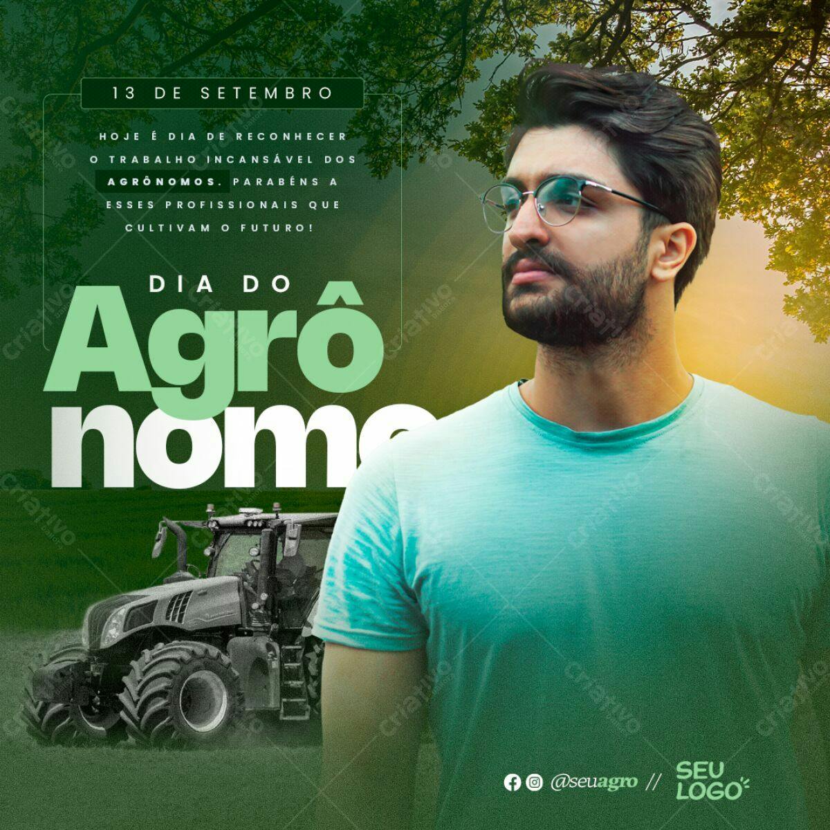 Flyer Dia do Agrônomo PSD Editável
