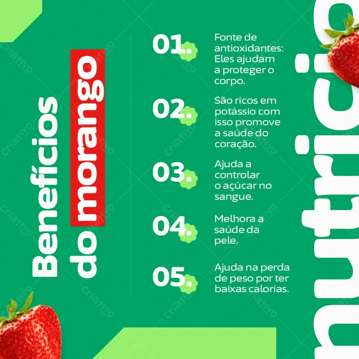 Infográfico Benefícios do Morango PSD Editável