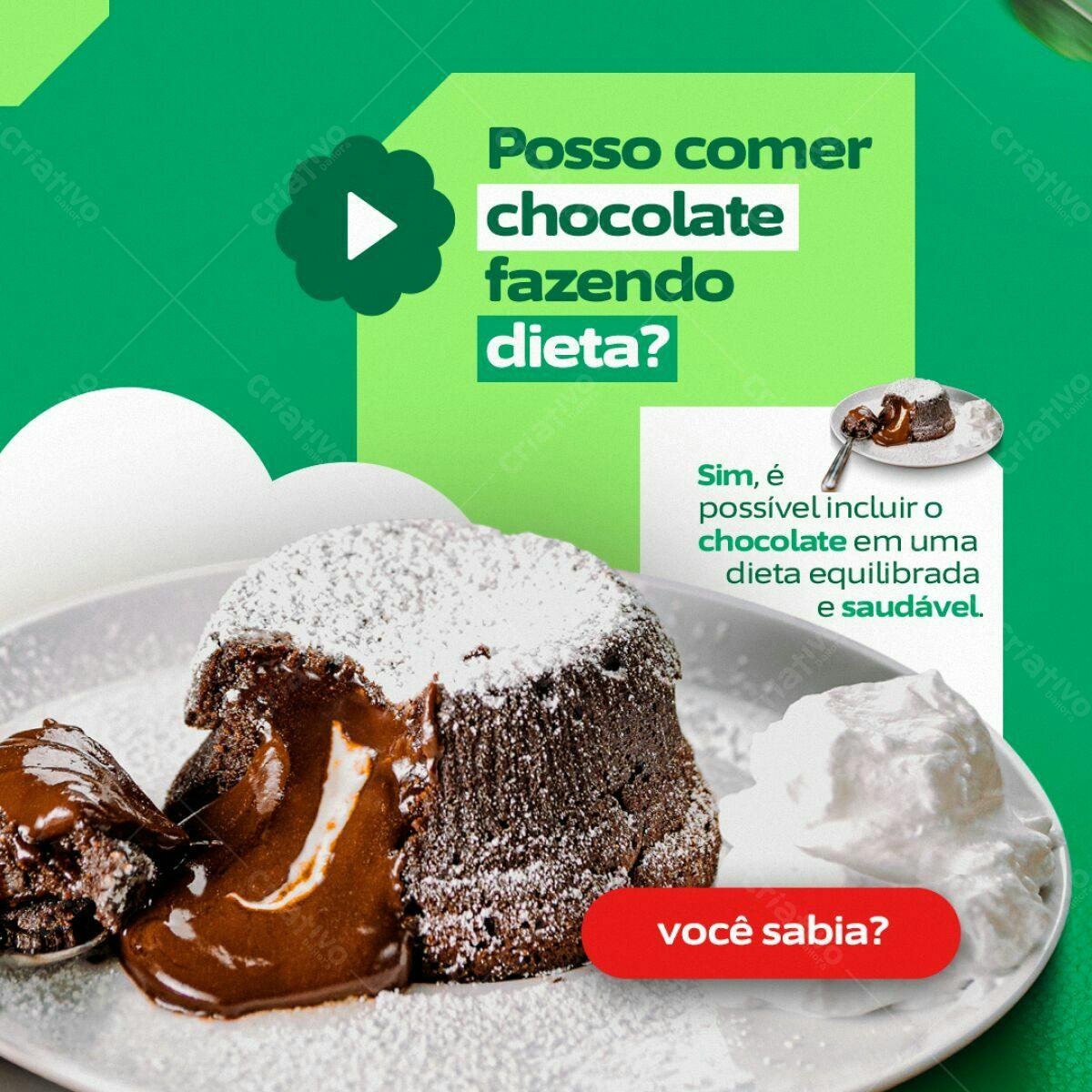 Postagem Instagram Dieta com Chocolate PSD Editável