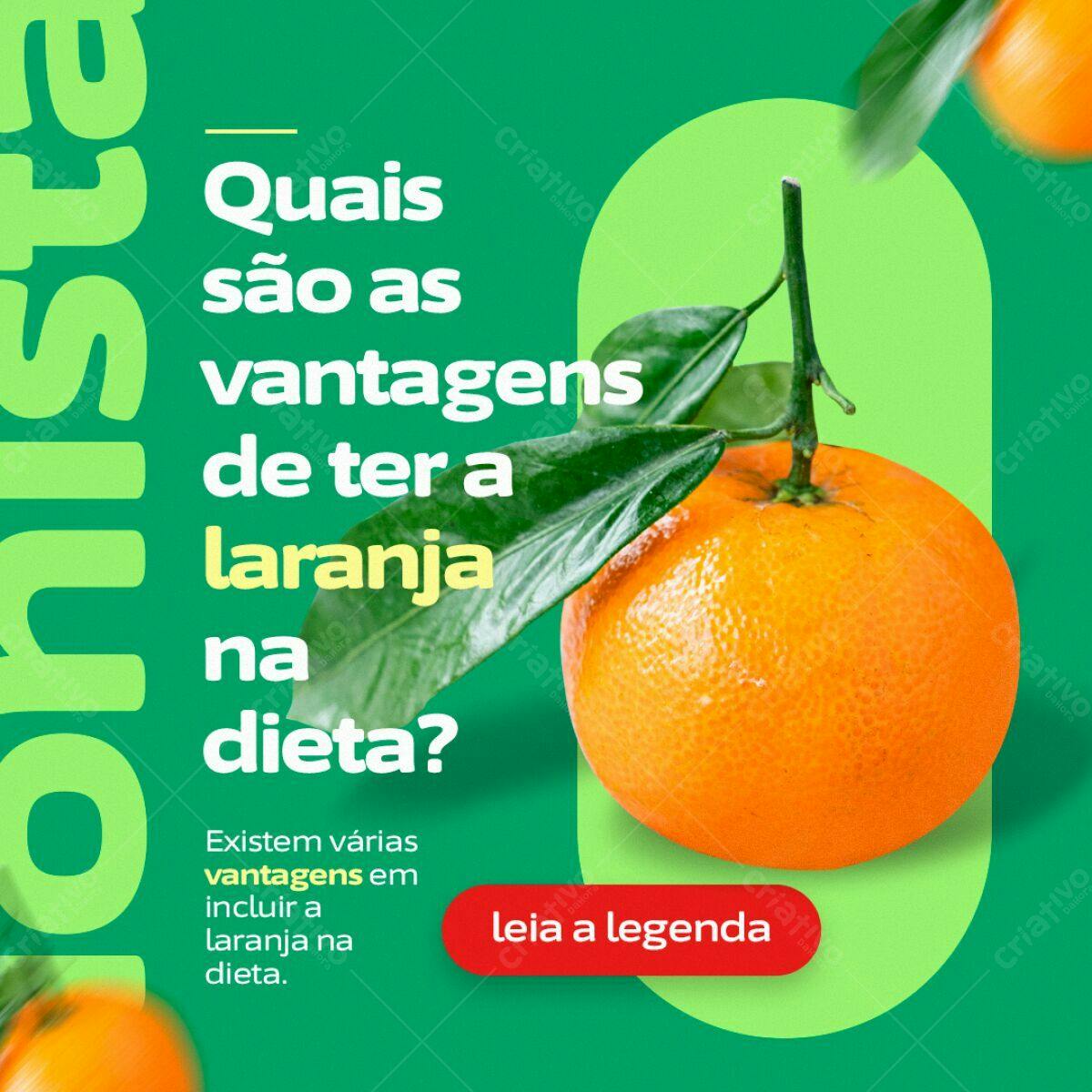 Post para Redes Sociais sobre Laranja PSD Editável