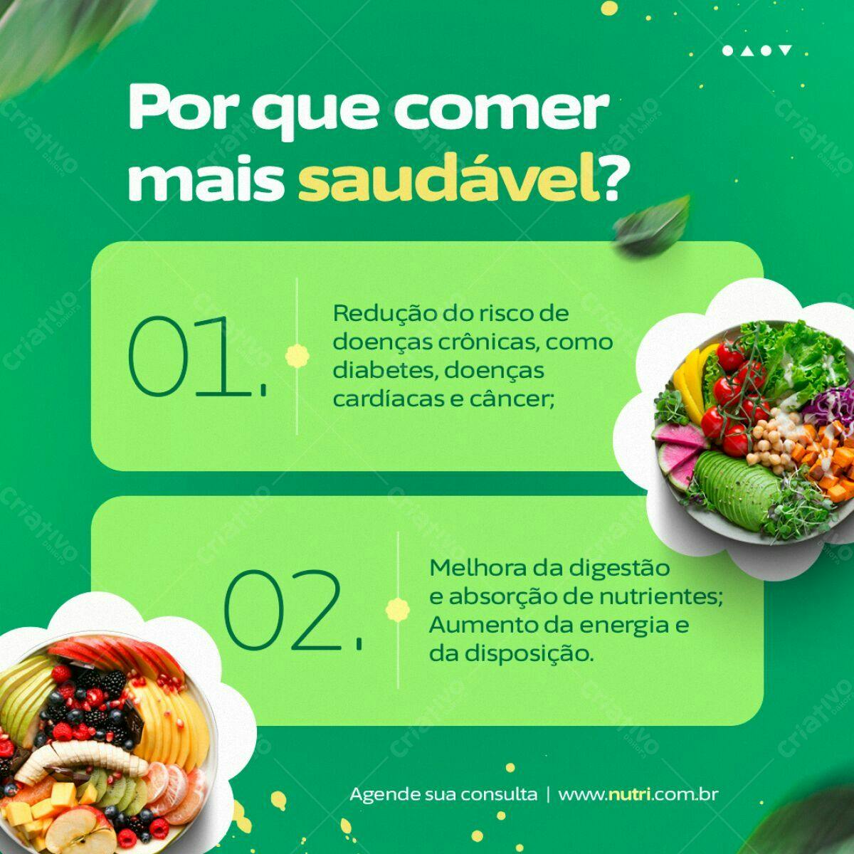 Post para Redes Sociais Alimentação Saudável PSD Editável