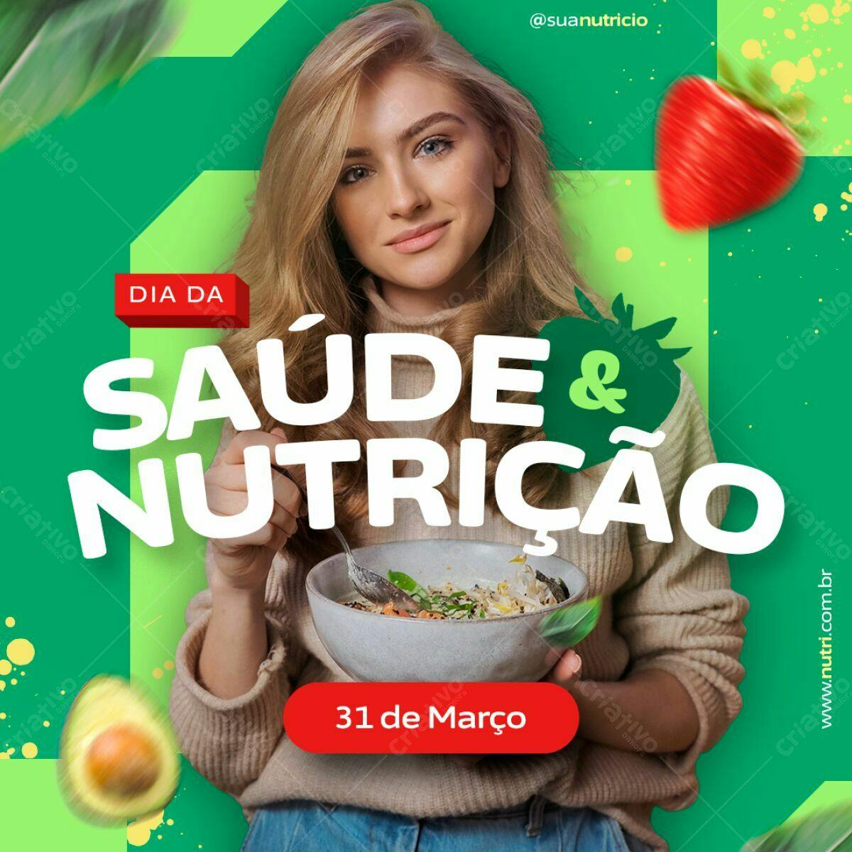Post para o Dia da Saúde e Nutrição PSD Editável