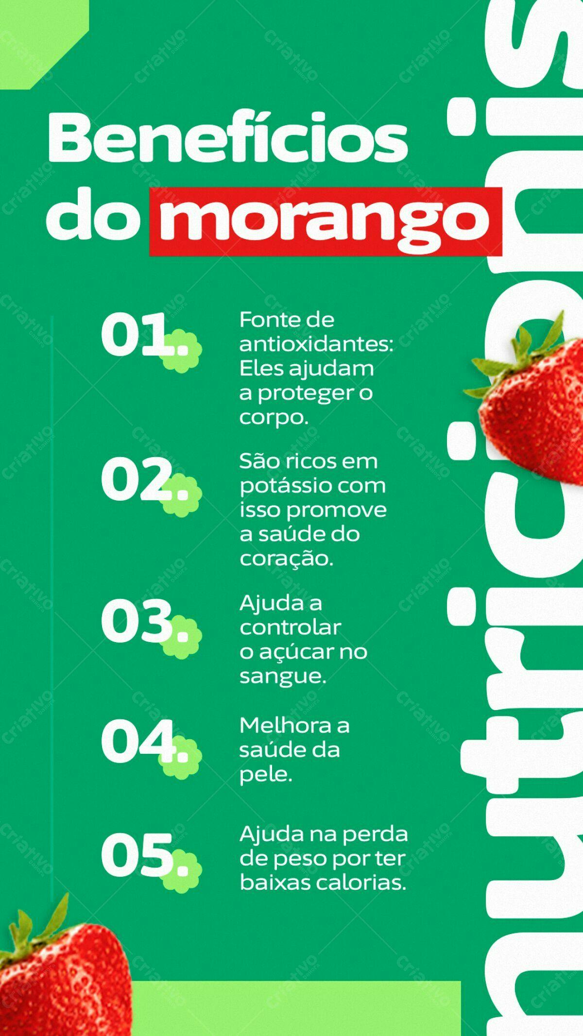 Infográfico Benefícios do Morango PSD Editável