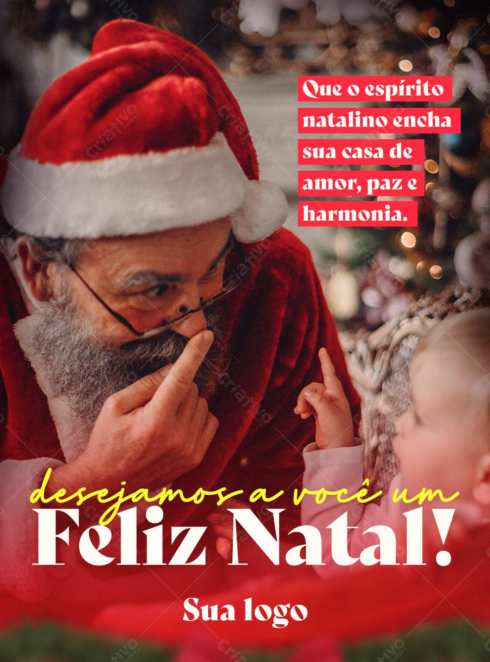 Postagem de Natal Papai Noel Bebê PSD Editável