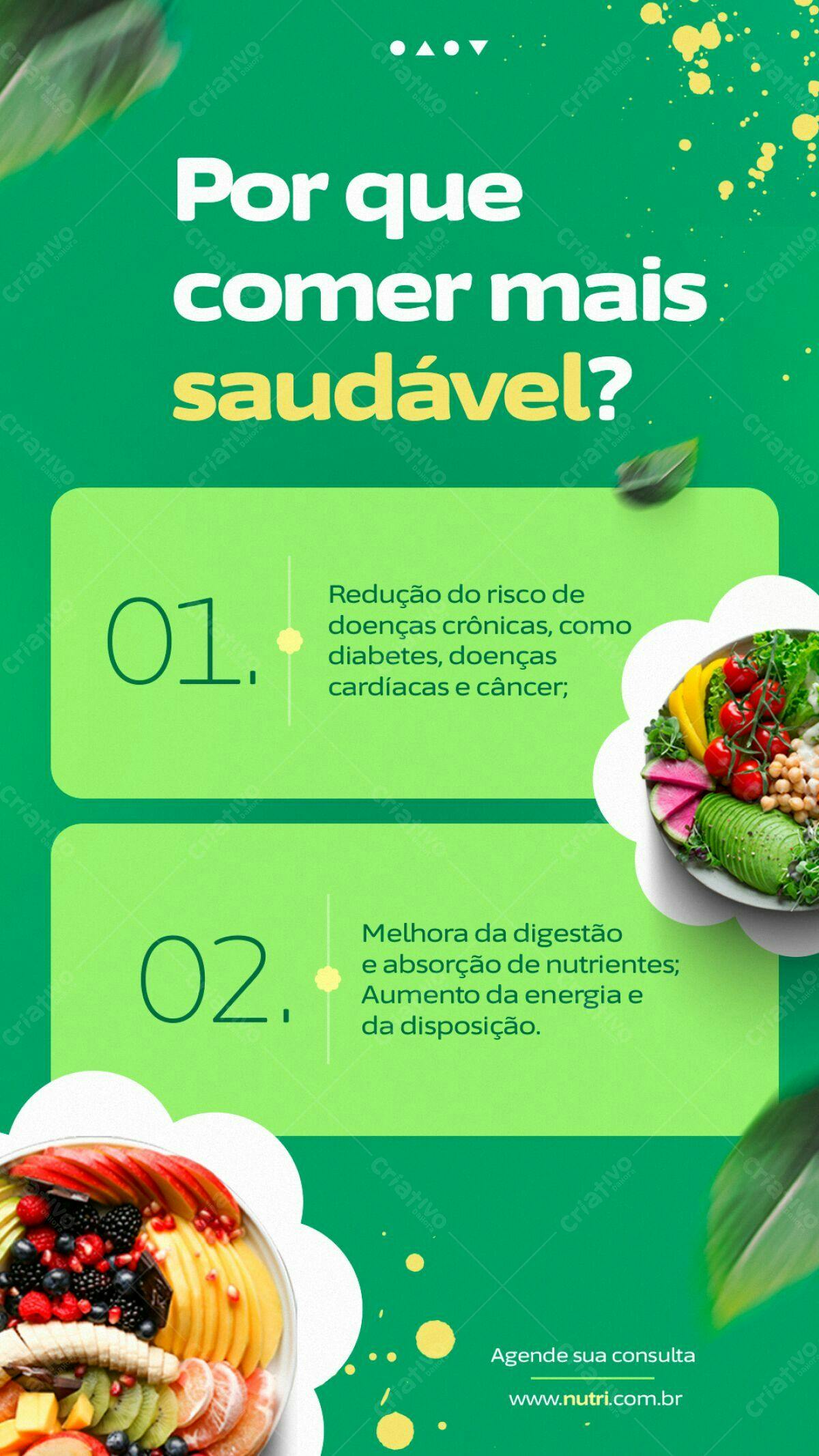 Flyer para Alimentação Saudável PSD Editável