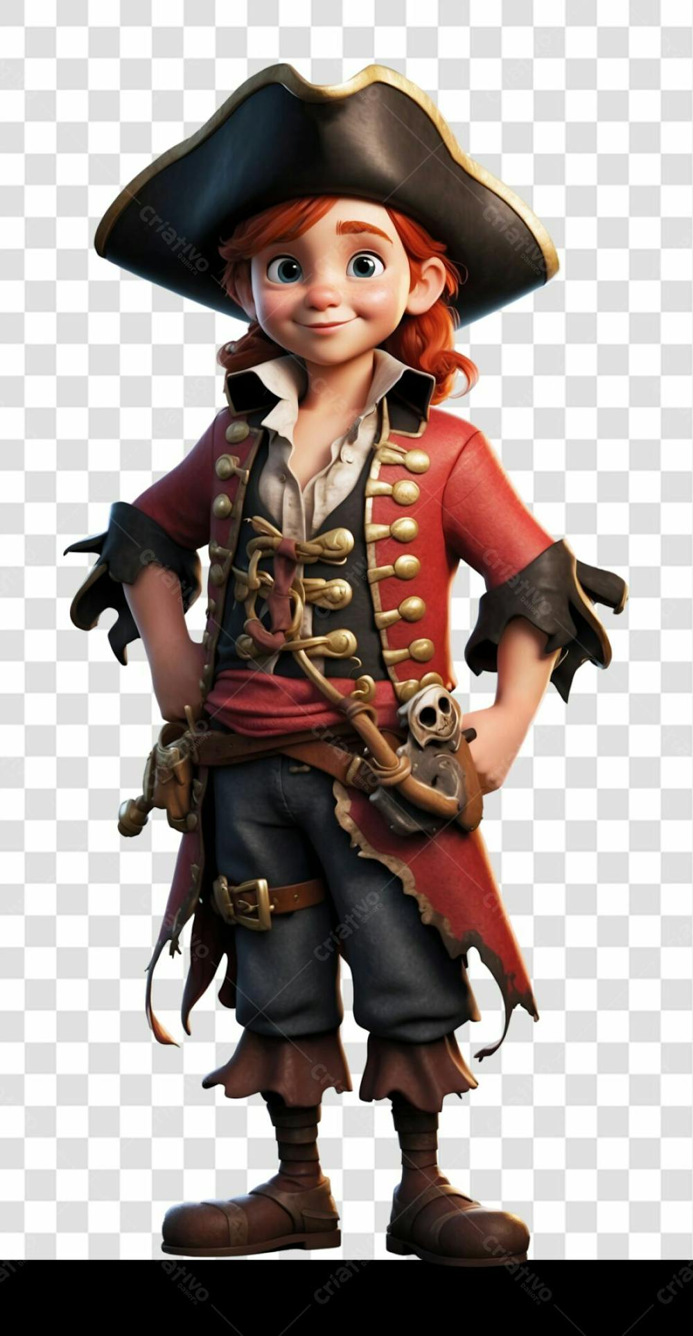 Personagem Desenho Pirata Infantil 3D Disney