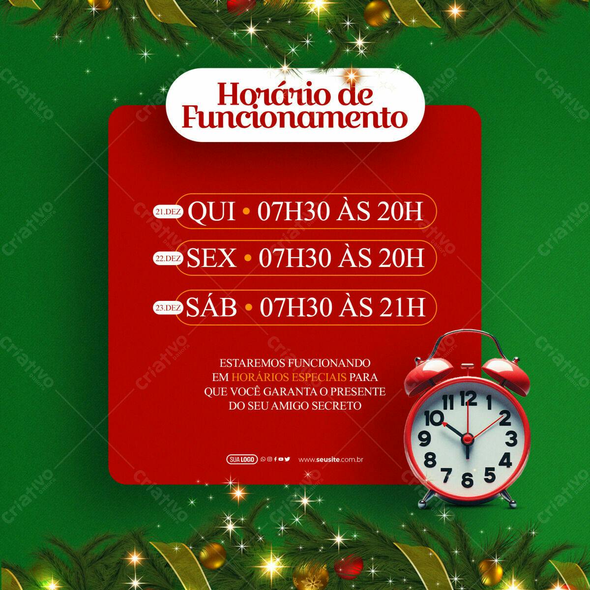 Flyer de Horários de Natal PSD Editável