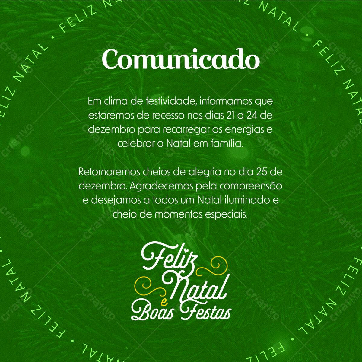 Comunicado de Natal PSD Editável