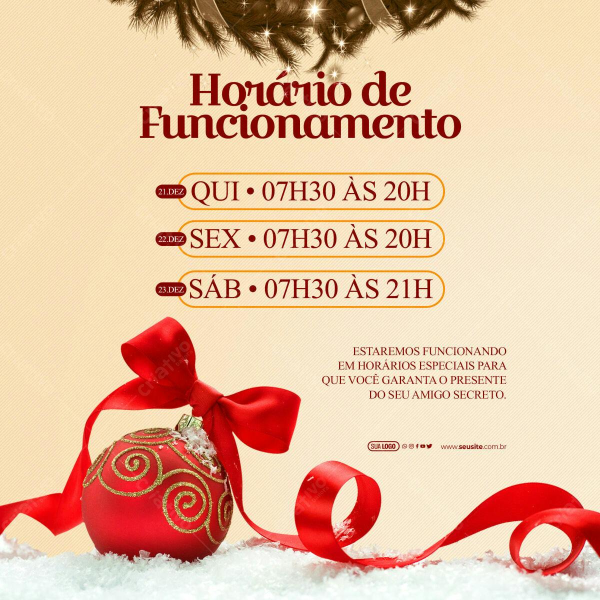 Flyer Horário Natalino PSD Editável