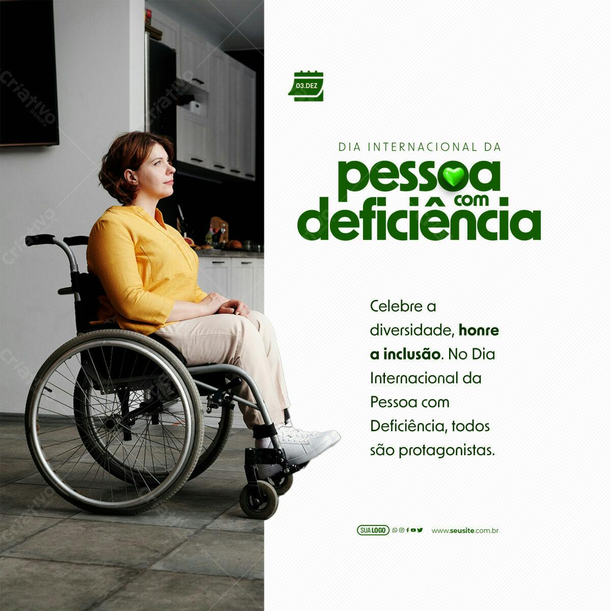 Post para o Dia Internacional da Pessoa com Deficiência PSD Editável