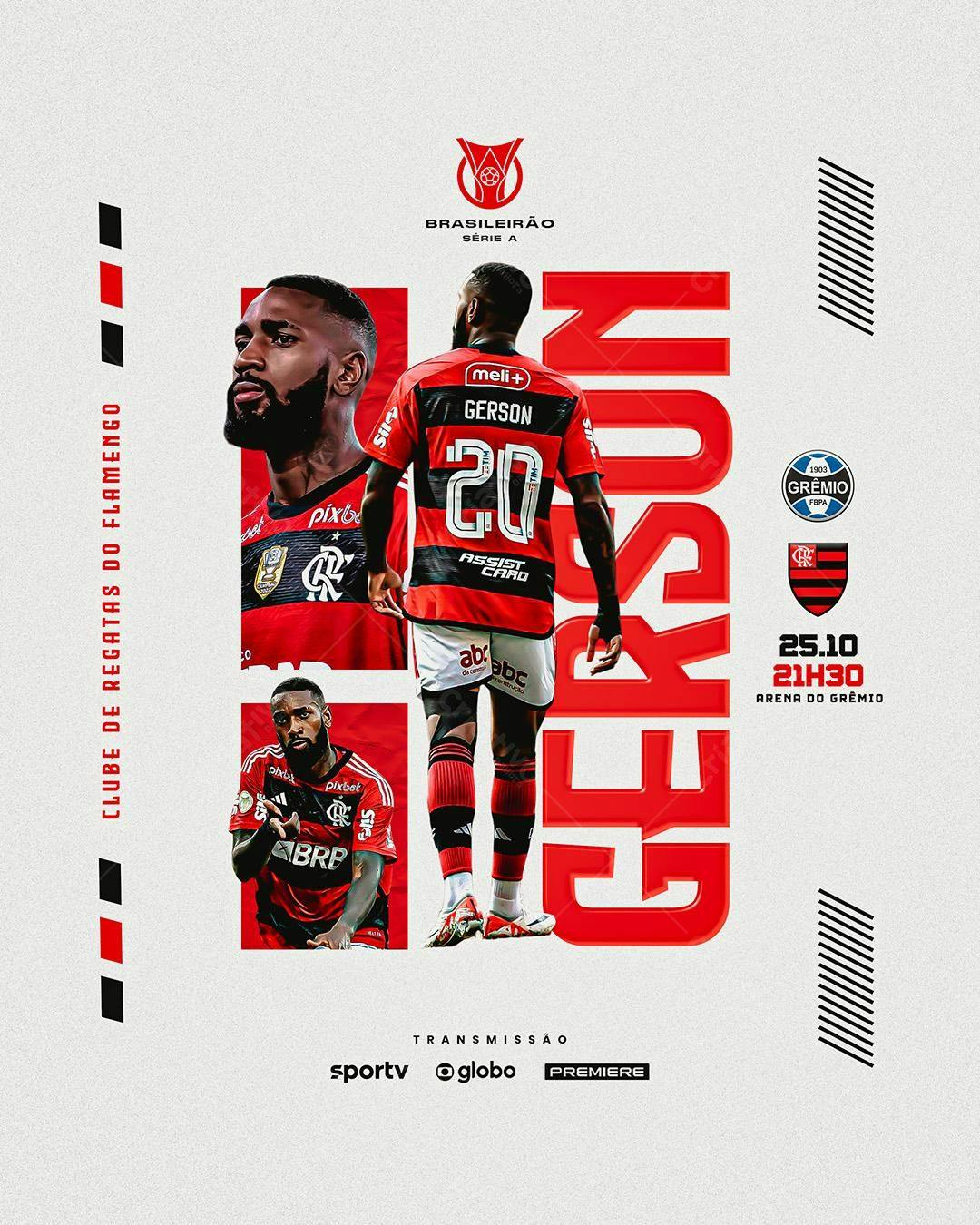 Flyer Flamengo x Grêmio PSD Editável