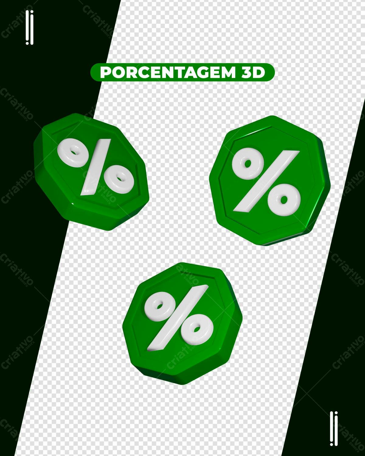 Ícones de Porcentagem 3D em PSD Editável