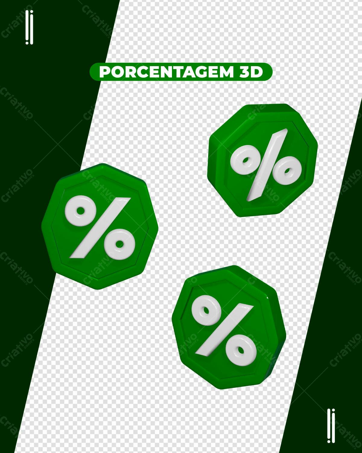 Ícones de Porcentagem 3D PSD Editável
