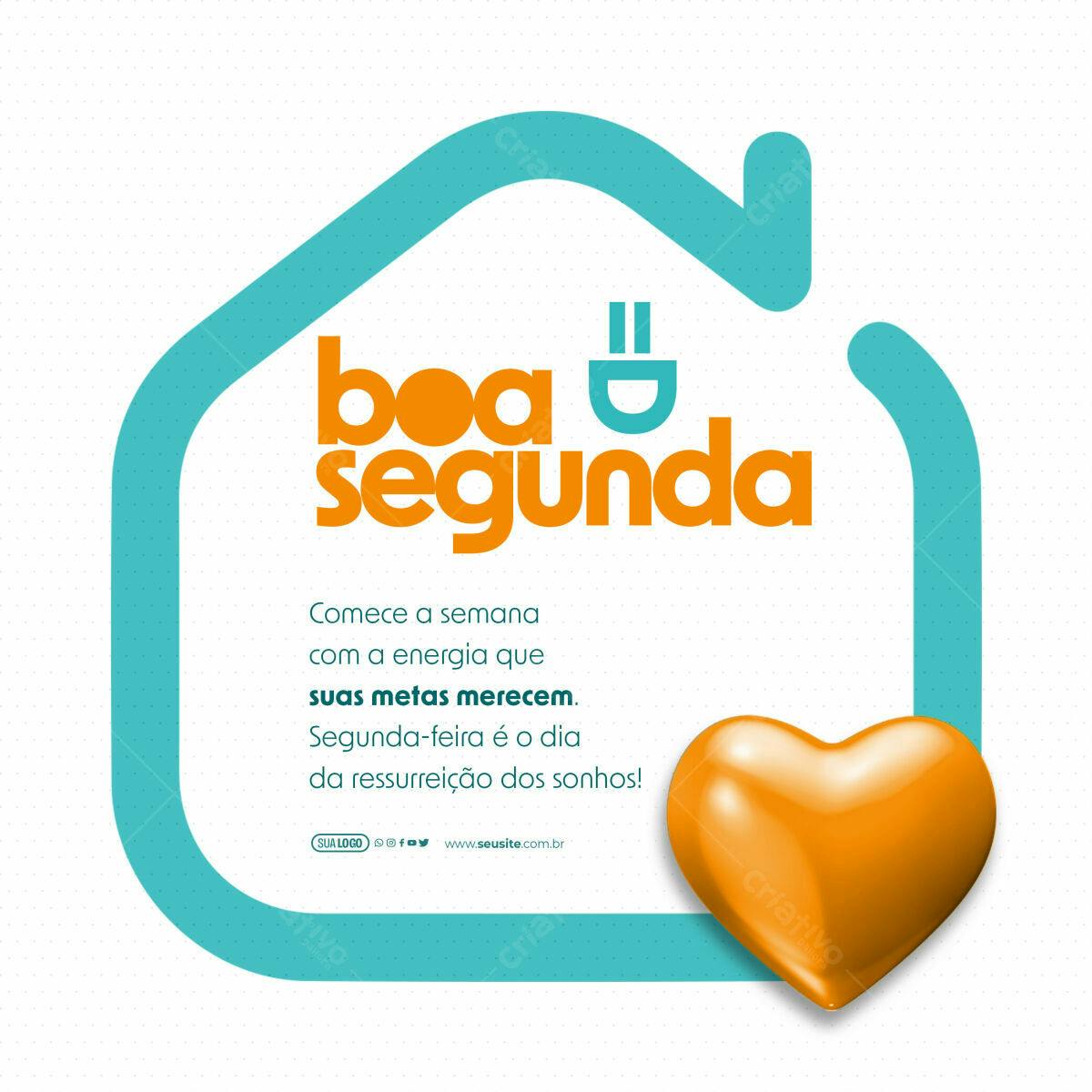 Post para Redes Sociais Motivacional Segunda-feira PSD Editável