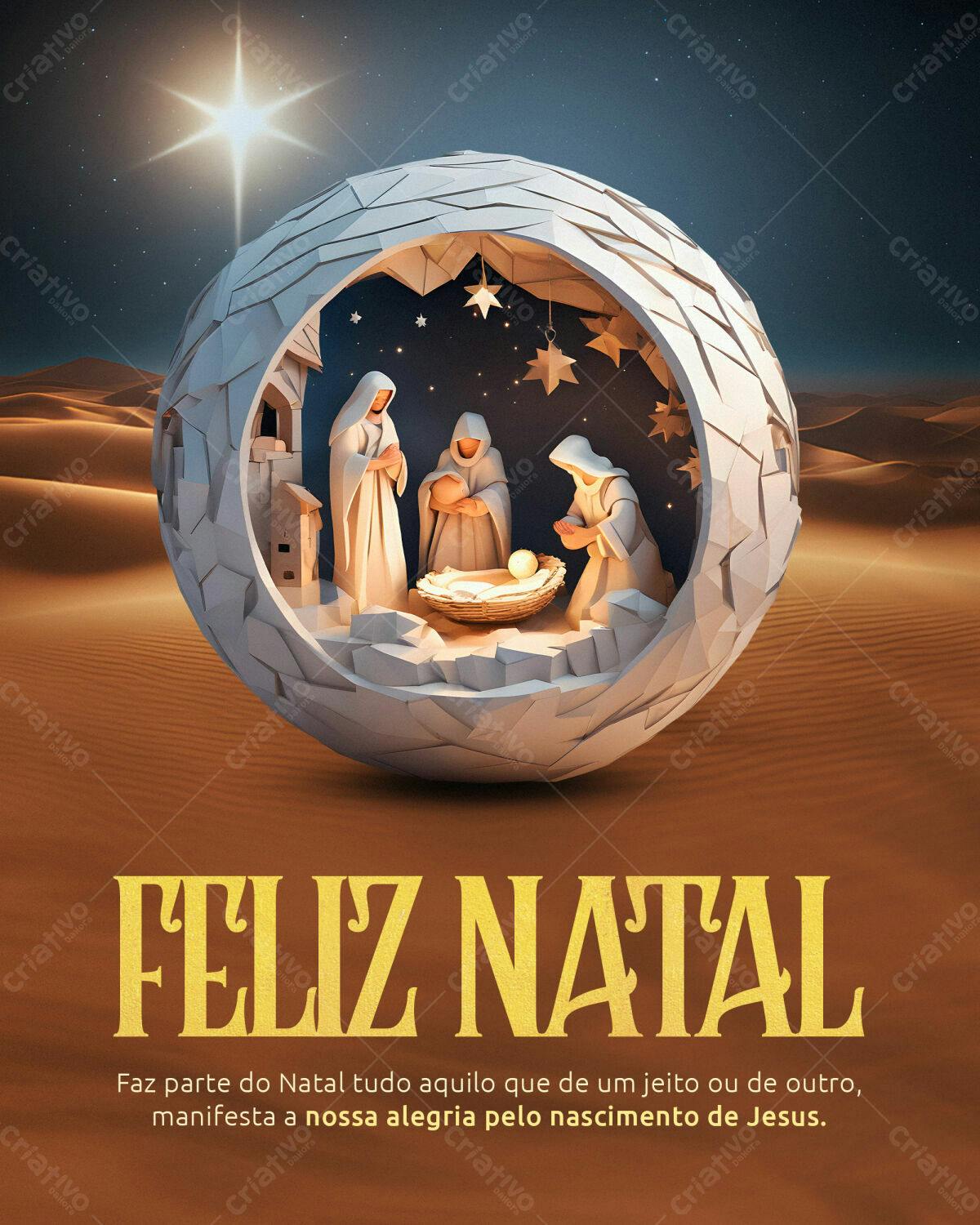 Flyer Natalino com Presépio em Esfera PSD Editável