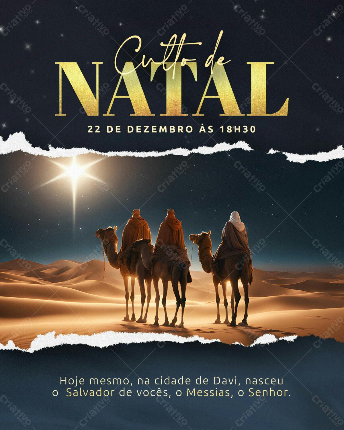 Flyer para Culto de Natal PSD Editável