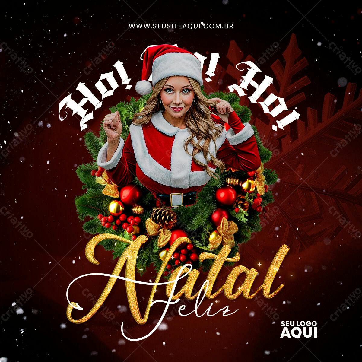 Flyer de Natal com Papai Noel PSD Editável