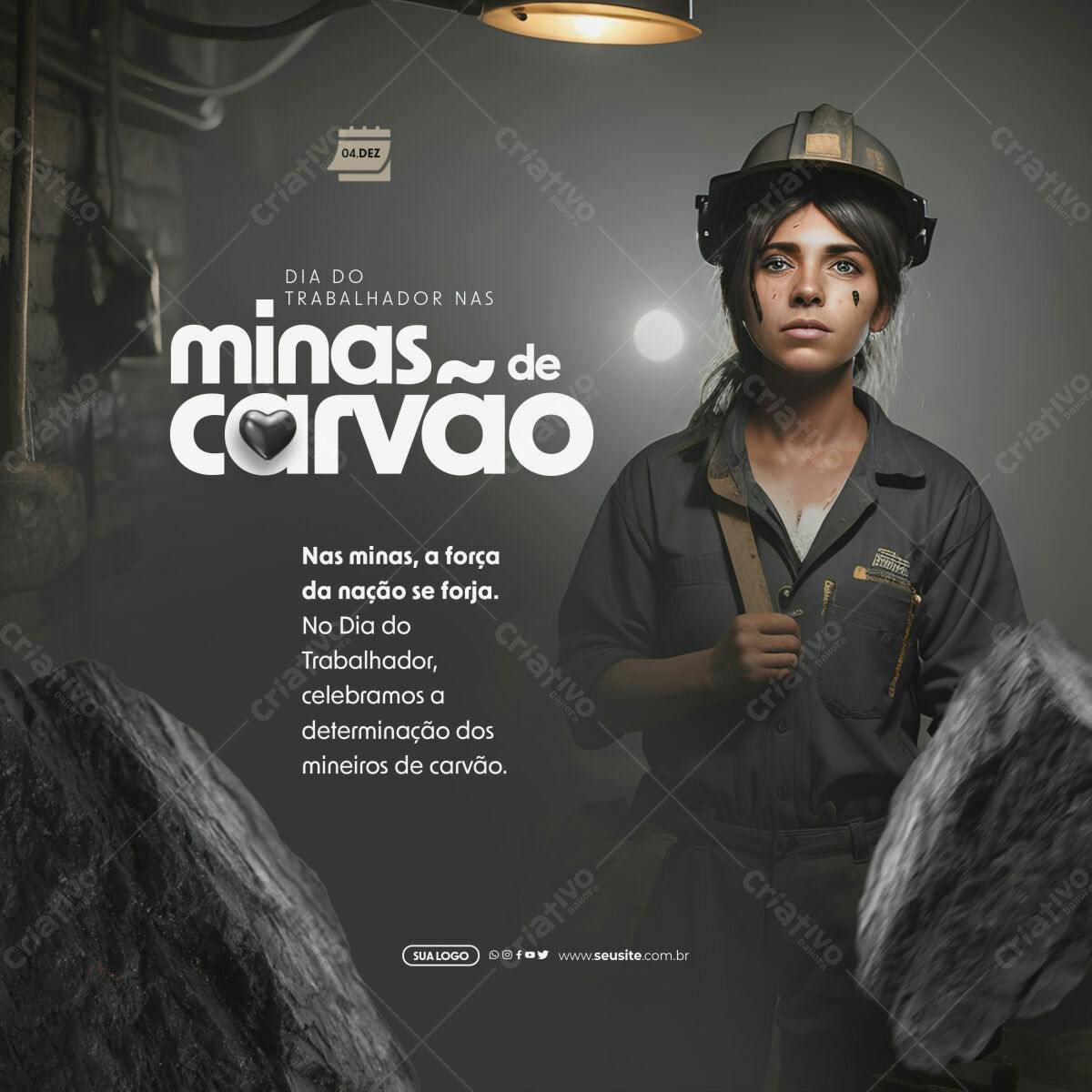 Post para Dia do Mineiro de Carvão PSD Editável