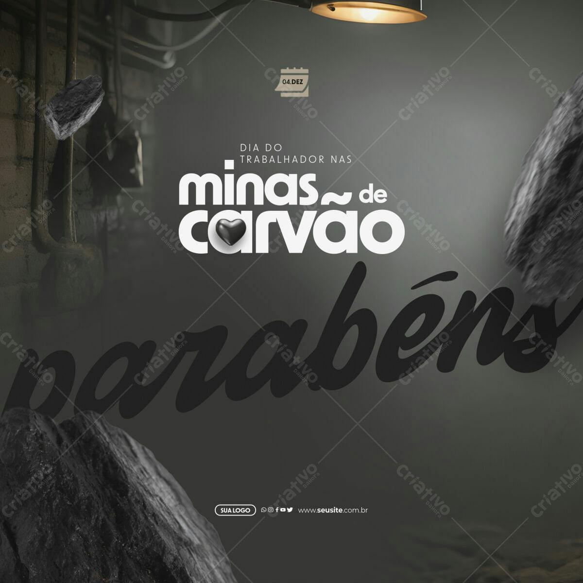 Postagem Dia do Trabalhador nas Minas de Carvão PSD Editável