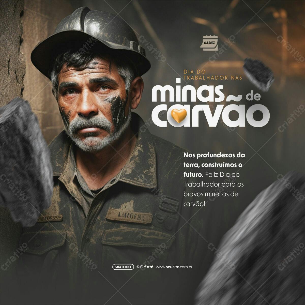 Postagem Dia do Mineiro de Carvão PSD Editável