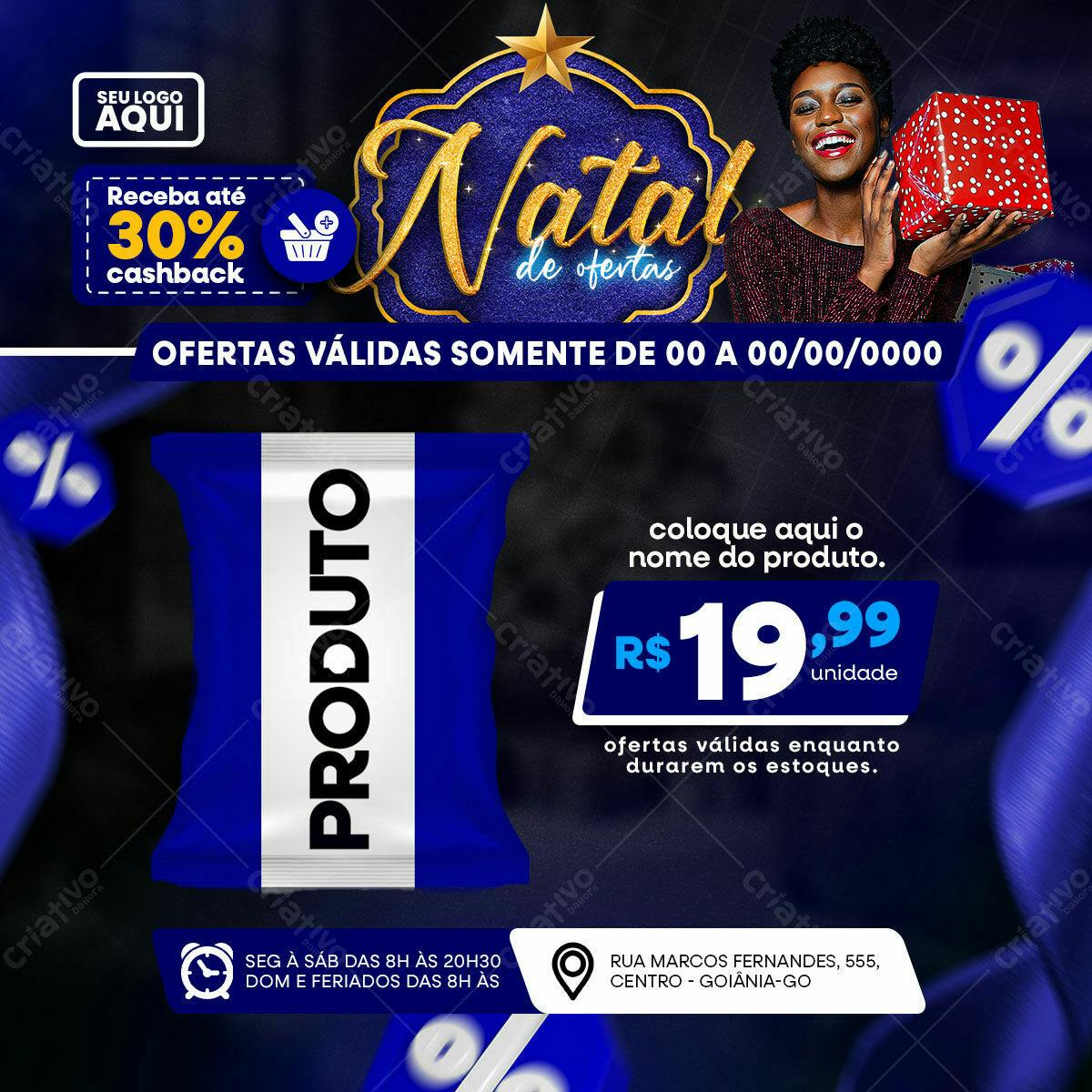 Flyer de Natal com Ofertas e Cashback PSD Editável
