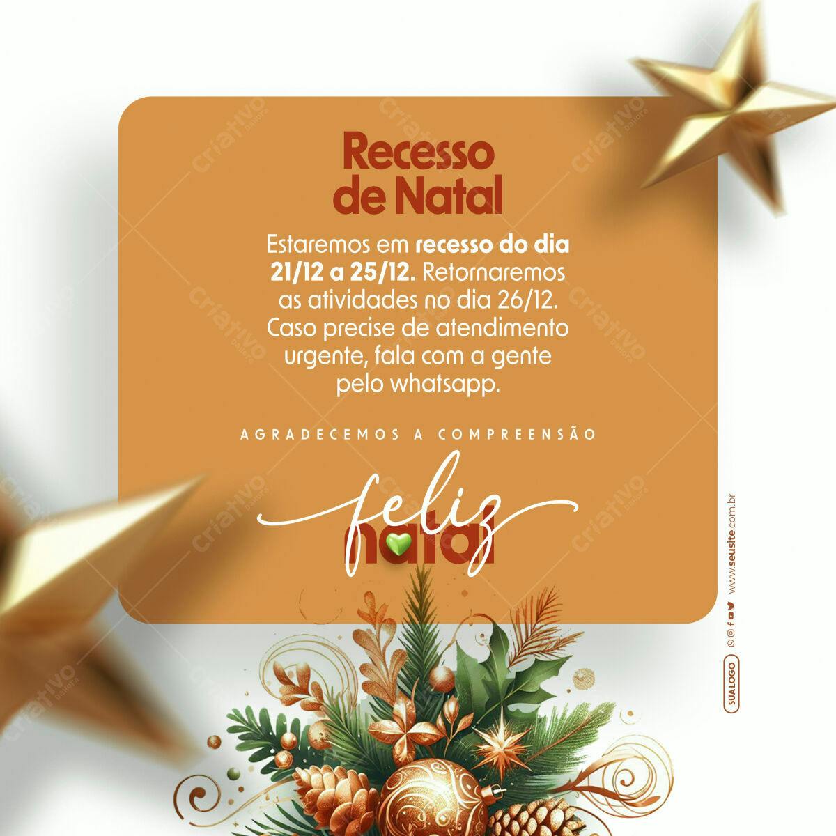 Anúncio Recesso Natal PSD Editável