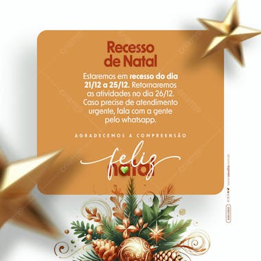 Social media recesso de natal amarelo