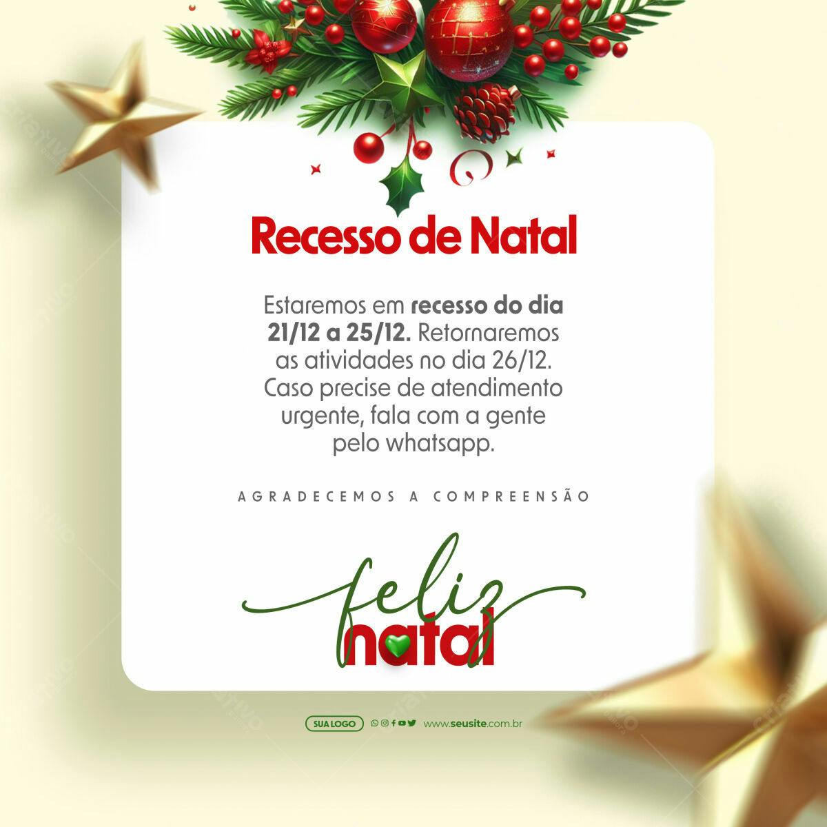Postagem Recesso de Natal PSD Editável